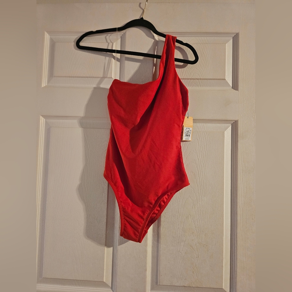 Red One-Shoulder Swimsuit